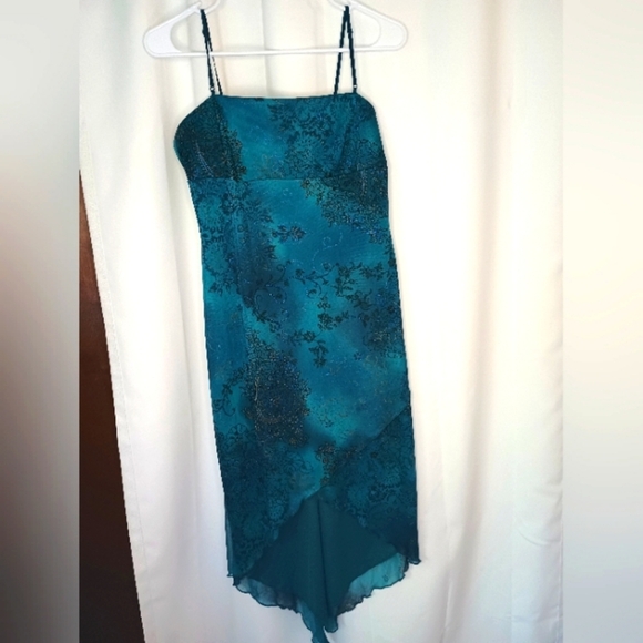 City Triangles Y2K Fairy Dress Juniors Large Asymmetric Blue Floral Whimsigoth - Picture 1 of 15